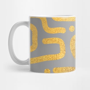 Grey Gold colored abstract lines pattern Mug